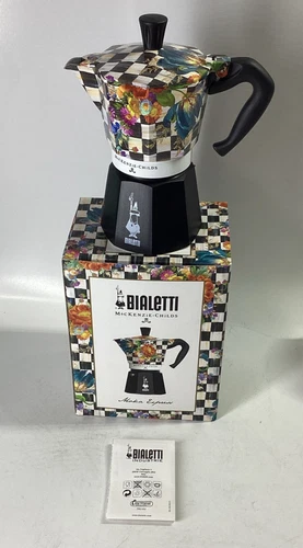 Bialetti Moka  MacKenzie-Childs Courtly Flower Stovetop Espresso Maker 6- Cup