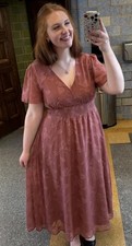 Baltic Born Terracotta Boho Chic ALine Maxi Dress, V-Neck Ruffle Cap Sleeve, XXL