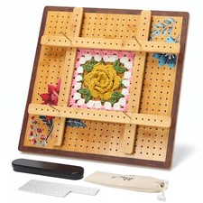13" Crochet Blocking Board - Upgraded Style with 4 Tension Rods and 20 Pegs  ...