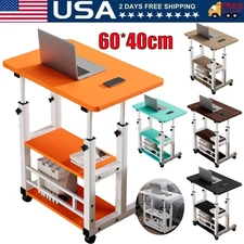 3 Tier Rolling Computer Desk Laptop Table Height Adjustable Study Table 60x40cm