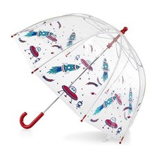 Kids Clear Bubble Umbrella with Easy Grip One Size Red Cosmic Adventure
