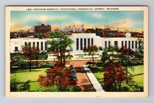 Detroit MI-Michigan, Rackham Memorial Education Fountain Vintage c1943 Postcard