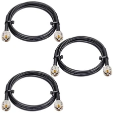 Rg8x Jumper Cable 3ft3 Pack Cb Coax Cable Pl259 Uhf Connector 50 Ohm Low Loss Fo