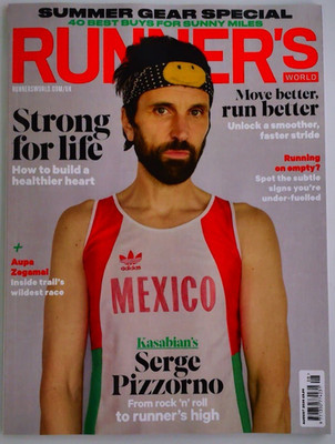 Runner's World magazine August 2026 Summer Gear Special. Kasabian Serge Pizzorno