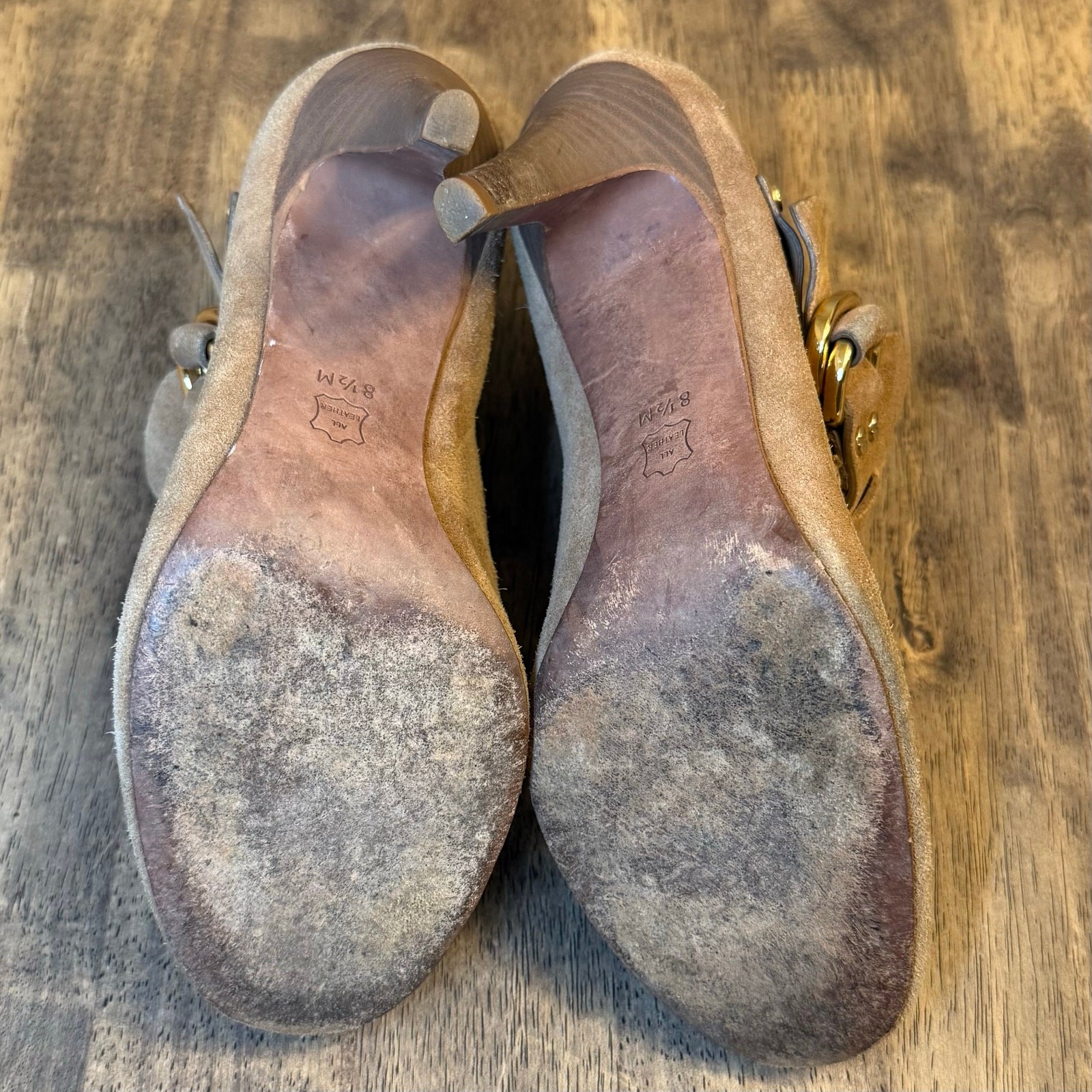 Tory Burch Belen Ankle Boots Suede Leather Heel Gold Buckle Round Toe Women 8.5 thumbnail 8