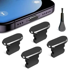 Anti Dust Plug - 4-Pack Charging Port Protector with Cleaning Brush for iPhone