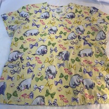 Scrubs Scrub Top Cartoon Disney Winnie The Pooh Eeyore size Xl Bow Is Me