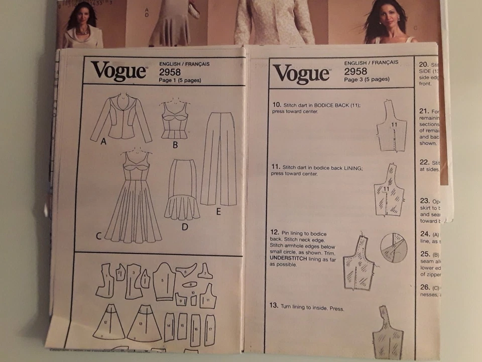 V 2958 Vogue Patterns Schnittmuster Kombination US 16-20/ D 42-46, unbenutzt - Bild 3 von 3