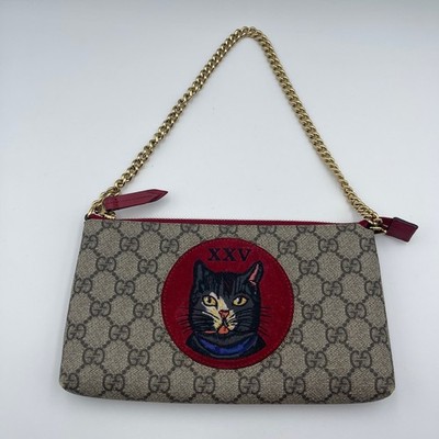 Gucci GG handbag Supreme Monogram Mystic Cat Embroidered Chain