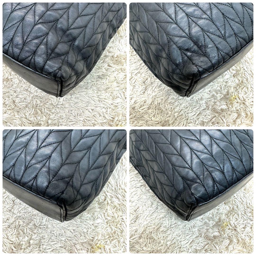 GUCCI Tote Bag Black Leather Quilted Unisex Authentic Excellent Condition thumbnail 7