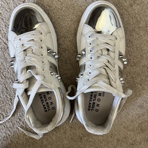John Richmond Low Top Distressed Sneaker Size 41 10.5 White Tan Leather Lace Up John Richmond 22203/CP White Leather Casual Sneakers (JR1002  main image 2