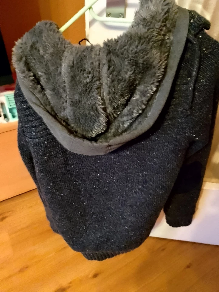 Herren warmgefütterte Winterjacke, Schwarz,Grau XL C&A mit Reißverschluss - Bild 3 von 4
