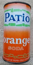 VINTAGE RARE PATIO ORANGE SODA FLAT TOP SODA POP CAN PEPSI COLA CO. NEW YORK, NY