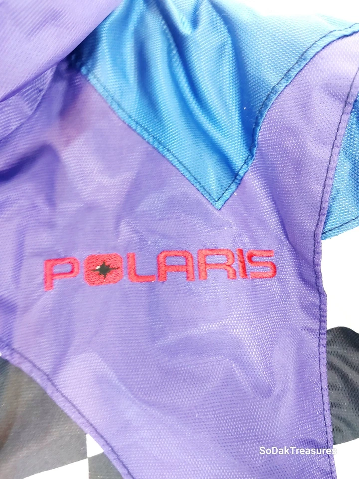 Vintage 90s Polaris Men's Size M Riding Jacket Blue Black Purple Checkerboard - Image 4 of 4