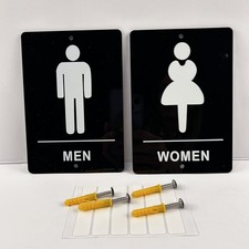Restroom Bathroom Signs Men Women with Hardware 4x6 NEW
