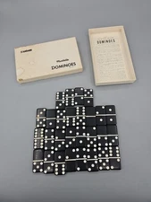 Vintage Puremco #616 Standard Marblelike Dominoes Black Original Box