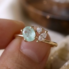 Natural Zambian Emerald 925 Sterling Silver Ring Oval Cut Handmade Gift