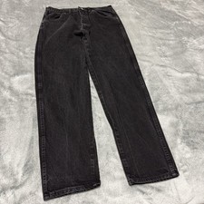 Vintage 80s Wrangler Jeans 36x32 Straight Fit Made in USA Faded Black Denim