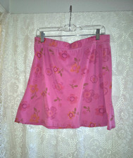 Fresh Produce skirt, pink with muted flowers, size L, Made in USA