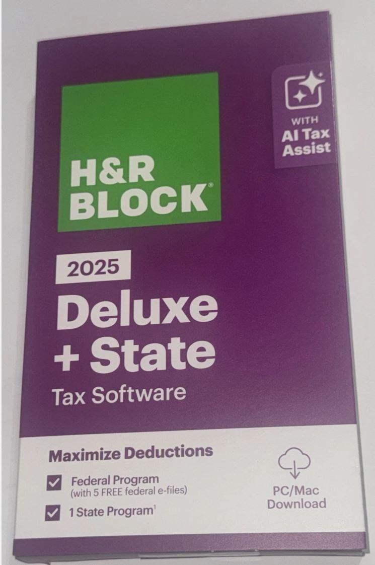 H&R Block Tax Software Deluxe + State 2025 (WINDOWS PC / Mac) KEY CARD