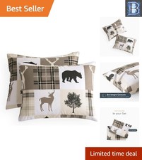 Rustic King Size Pillow Cases Set of 2 - Soft Microfiber, Woodland Design
