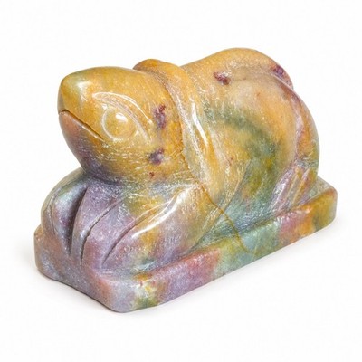 Polished Ocean Jasper Crystal Lizard Carving 2.5'' Tall x 4'' Long - USA