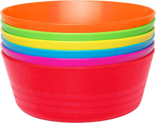 Plastic Toddler Bowls Set of 6 - 10 Oz Kids Bowls, Microwave  Dishwasher Safe,