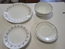 SET OF 20 CORNING CORELLE  BURGUNDY ROSE Dinnerware 
