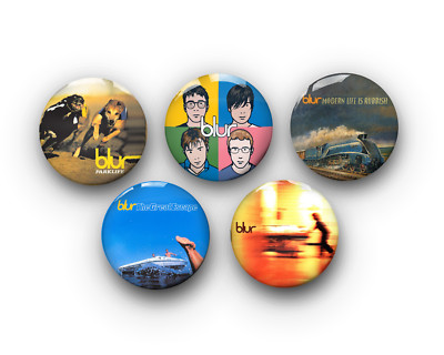 Blur Pin Badges | Set of 5 | 32mm | Band Music Pins | Album Cover | Britpop |