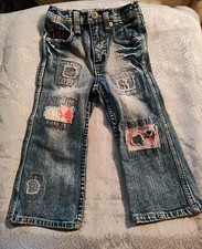 Vintage Y2K Pepe Jeans London Size 2T Toddler Girls Pink Patches Flare Leg