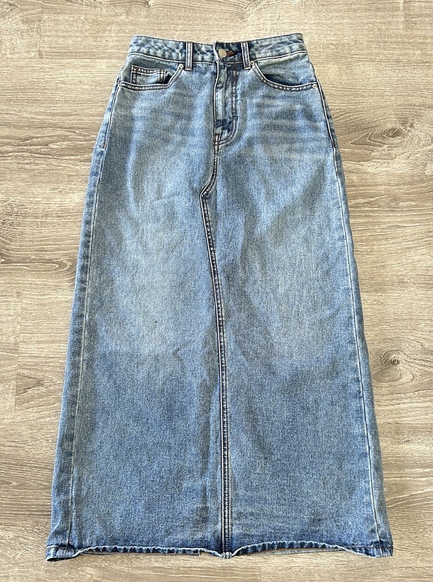 スカート musinsastandardwoman Women's Denim Carpenter Long Skirt Ligh MUSINSA long Slit Dress Skirt Denim Jeans Skirt Small