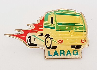 VINTAGE AUTHENTIC SWITZERLAND LARAG MERCEDES TRUCK ENAMEL METAL LAPEL PIN BADGE