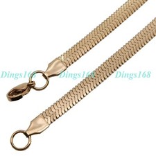 Men Women's 18K Rose Gold Filled 16" 5mm Wide Italian Flat Snake Chain Necklace