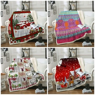 GUIDEAR Christmas Soft Cosy Large Faux Fur Fleece Blanket Bed Sofa Throw Single&Double