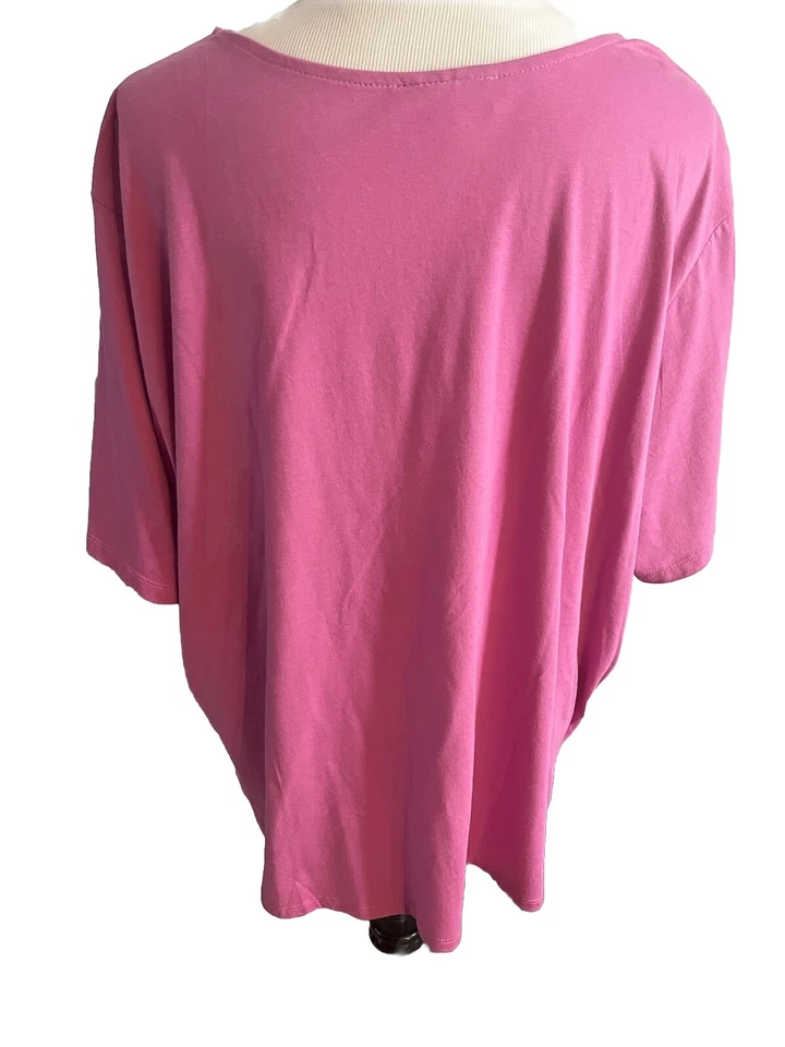 Davina 女式 3X 衬衫粉色蕾丝紫红色上衣衬衫分层正面加大码 — 第 3/4 张图片