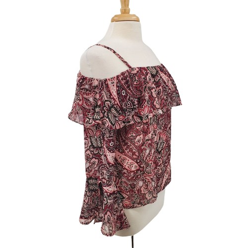 Blusa Boho By & By Mujer Fuera del Hombro Talla M Rosa Floral Mangas Campana - Imagen 2 de 12