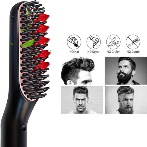 Electric Beard Hair Straightener Quick Heated Brush Straightening Comb Curling - Picture 7 of 9