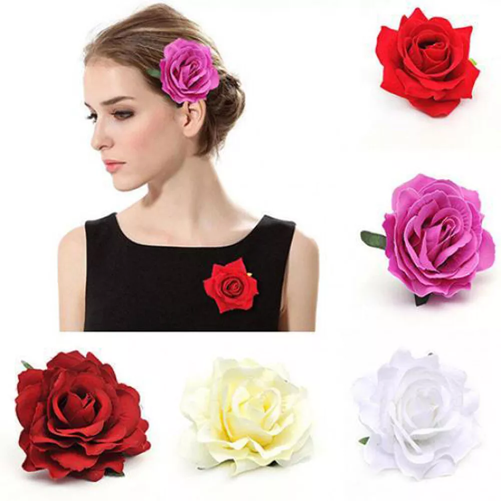 Rose flower best sale hair clips