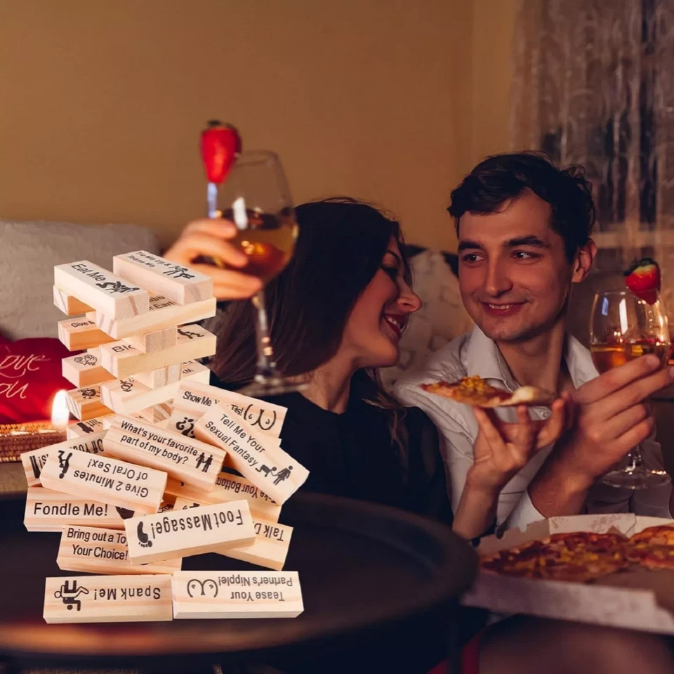 Super Naughty Block Tower Game Couple Activities & Date Night Ideas 48X Blocks- - Image 2 of 4