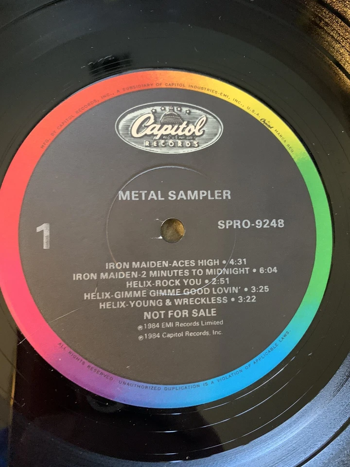 Metal Sampler HARD ATTACK '84 LP 1984 IRON MAIDEN Queensryche W.A.S.P. Helix - Image 3 of 3