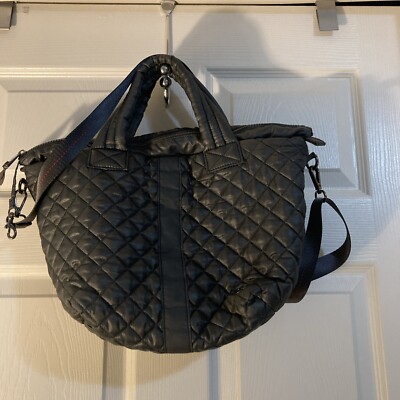 Oliver Thomas Taupe Gray Black Quilted Lightweight Crossbody 