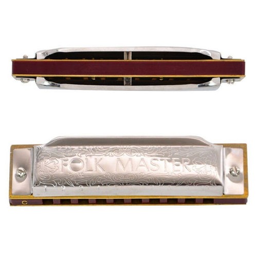 SUZUKI Folkmaster 1072 Diatonic Harmonica 10 Holes, C/G Key Blues for Beginners - Picture 2 of 6