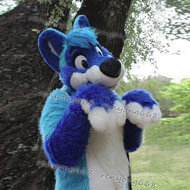 Disfraz de mascota de zorro husky de piel larga traje de Halloween fiesta disfraces #113 Foto 3 de 3