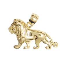 New 14k Yellow Gold Lion Pendant