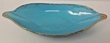 California Pottery Turquoise w/ Gold Console Bowl Mid-Century Modern USA 45