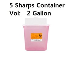 5 Sharps Container 2 Gallon with Lid Biohazard Sharps Syringe Disposal Tattoo