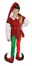 Kids Red and Green Elf Tights - Small