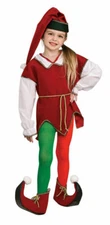 Kids Red and Green Elf Tights - Small