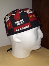 Miami Heat Medical Surgical Tie Scrub Hat w/ Black Tie