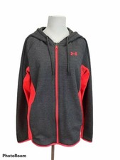 Under Armour ColdGear Womens Active Hooded Jacket Gray Loose Fit Drawstring M